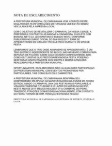 Nota da Prefeiura