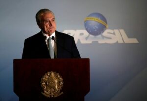 Michel Temer durante o pronunciamento no Palácio do Planalto no qual afirmou que não vai renunciar (Foto: Ueslei Marcelino/Reuters)