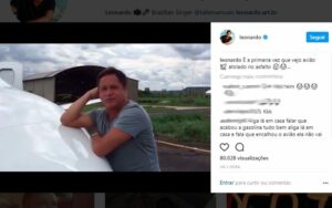 Leonardo brinca em vídeo nas redes sociais após avião atolar (Foto: Reprodução/Instagram)